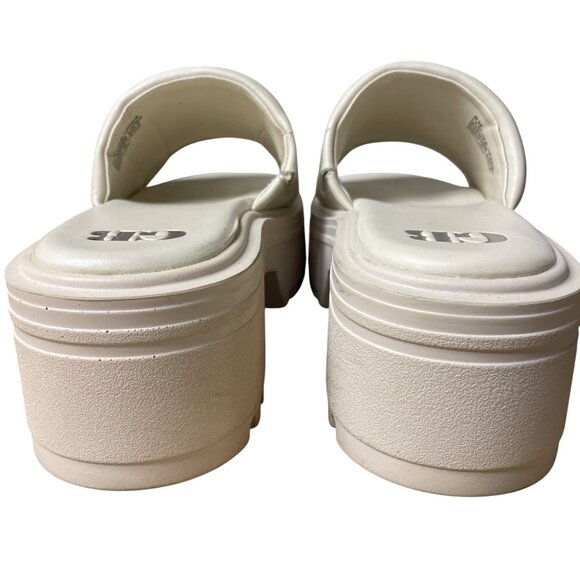 GB Gianni Bini Puffy Leather Chunky Platform Sandals Cream Sz 8 - Picture 4 of 7